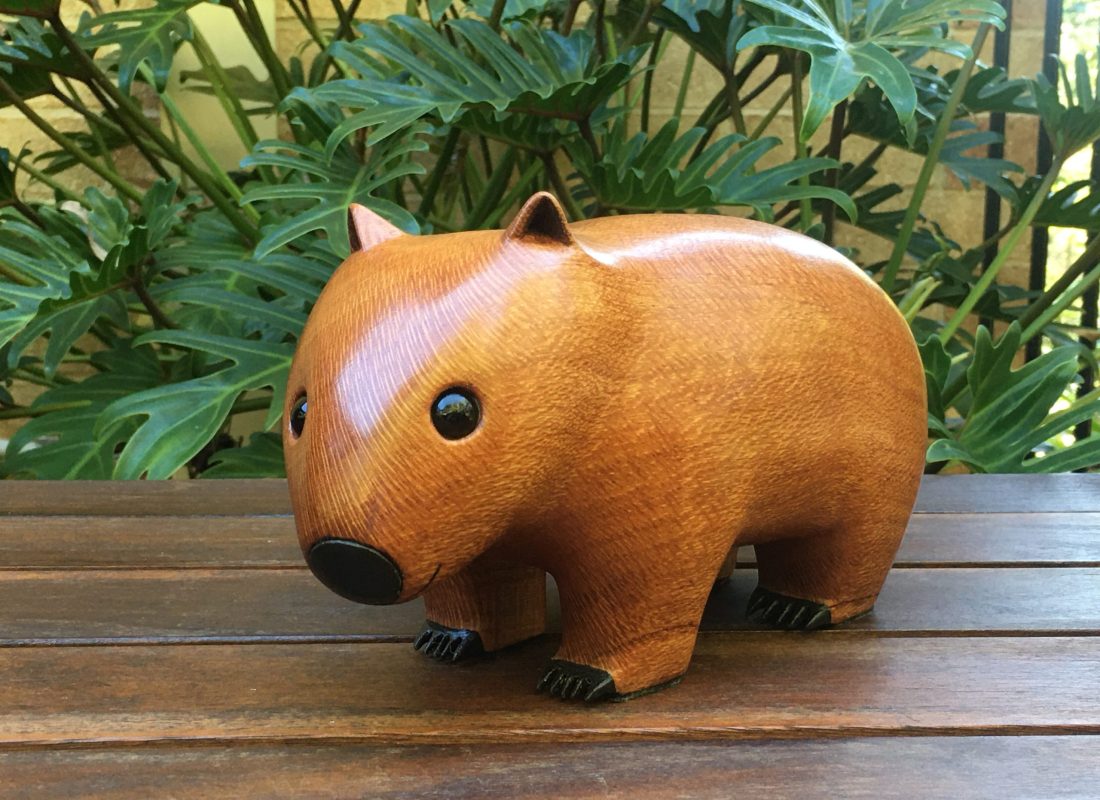 Wombat Carving — Handcrafted Timber Sculpture (2x)