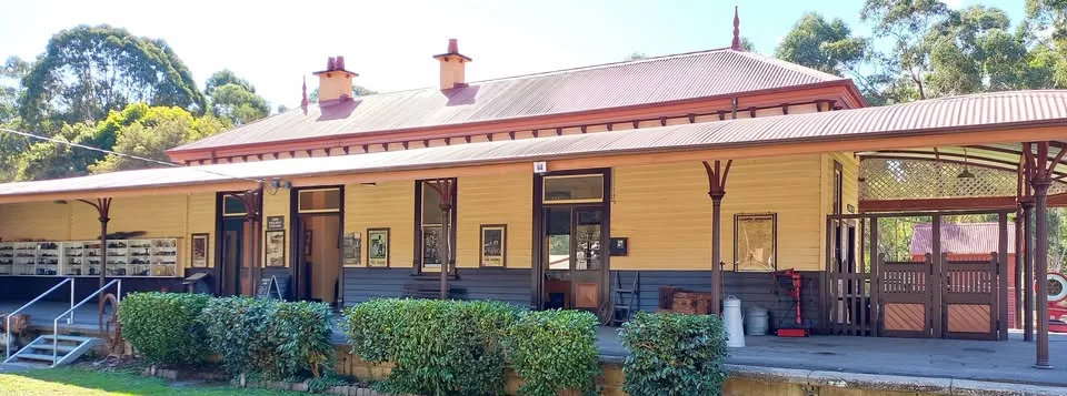 The Upper Yarra Museum’s old weatherboard railway station building